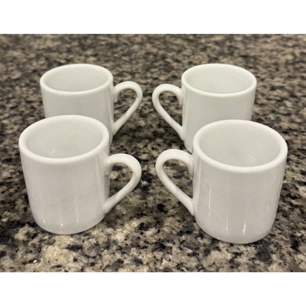 Sur La Table White Demitasse Espresso Cups 2 Oz Mini Mug Fine Porcelain Set of 4